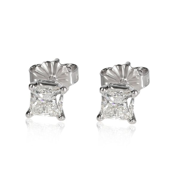 GIA Certified Princess Cut Diamond Stud Earrings in 14K White Gold 092 ctw GIA Certified Princess Cut Diamond Stud Earrings in 14K White Gold 092 ctw