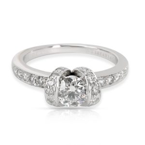 Tiffany Co Ribbon Diamond Engagement Ring in Platinum G VS2 074 CTW Cart