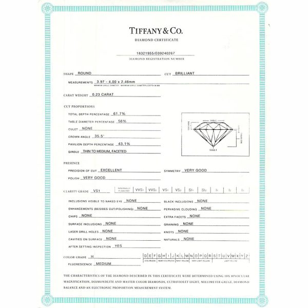 Rings Tiffany Co Classic Diamond Solitaire Ring in Platinum H VS 023 CTW