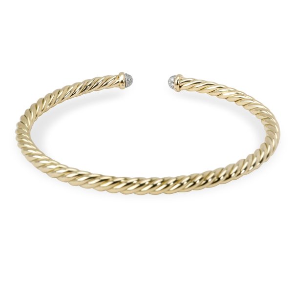 099430 bv David Yurman Cable Spira Diamond Bangle in 18K Yellow Gold 018 CTW