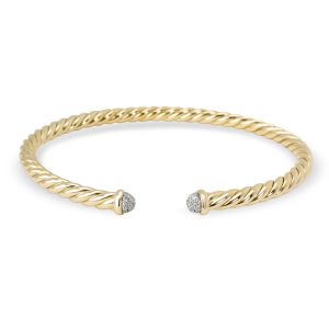 David Yurman Cable Spira Diamond Bangle in 18K Yellow Gold 018 CTW Salvatore Ferragamo Gancini Leather Shoulder Bag Pochette Black