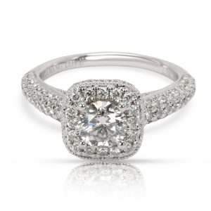 Vera Wang Love Collection Halo Diamond Engagement Ring in 18K White Gold 17 CTW Cart