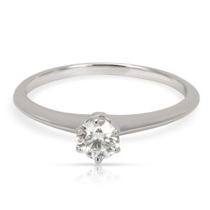 Tiffany Co Solitaire Diamond Engagement Ring in Platinum I VS1 035 CTW Cart