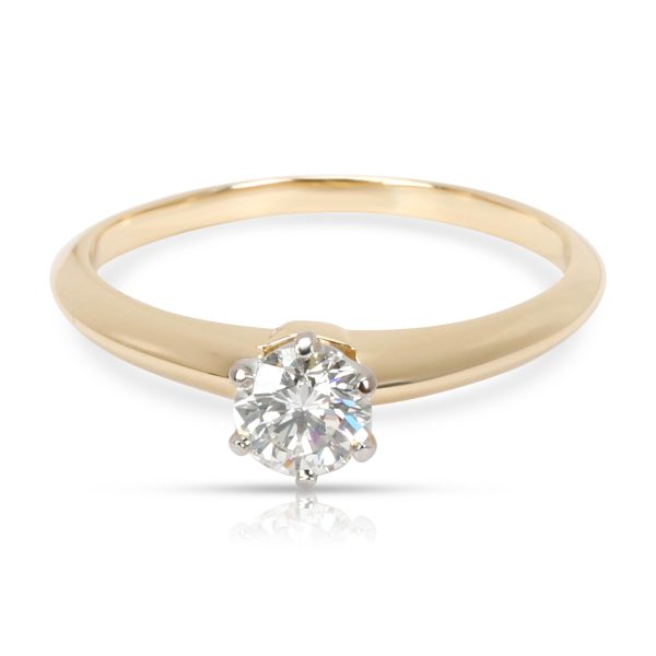 Tiffany Co Solitaire Diamond Engagement Ring in 18K Gold I VVS2 041CTW Tiffany Co Solitaire Diamond Engagement Ring in 18K Gold I VVS2 041CTW