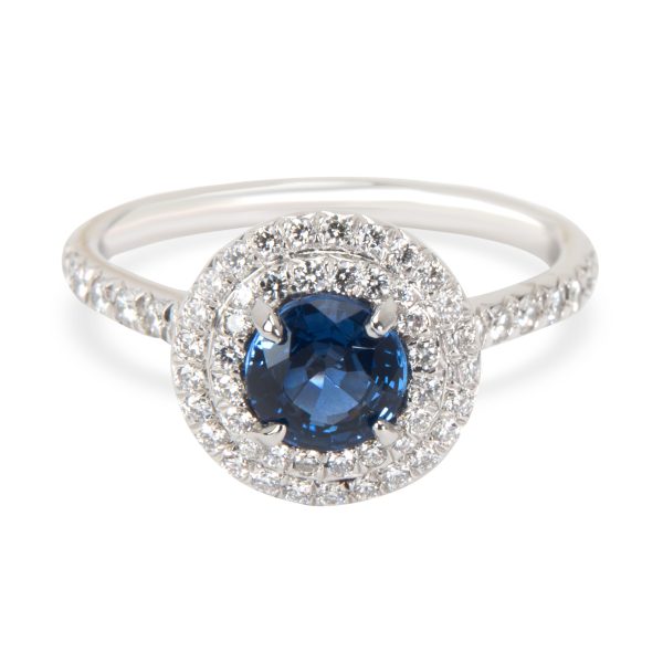 Tiffany Co Sapphire Diamond Engagement Ring in Platinum Blue 036 CTW Tiffany Co Sapphire Diamond Engagement Ring in Platinum Blue 036 CTW