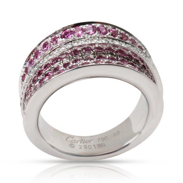 099811 pv Cartier 11 Ctw Pink Sapphire 15 Ctw Diamond Ring in 18K White Gold