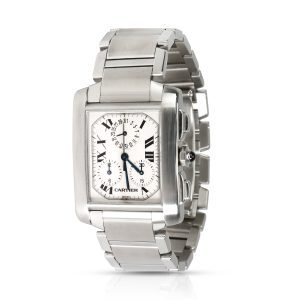 Cartier Tank Francaise Chronoflex W51001Q3 Mens Watch in Stainless Steel Christian Dior Handbag Shoulder Bag 2way Black Leather Silver