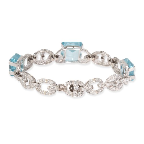 099845 bv Vintage Aquamarine Diamond Bracelet in Platinum 500 CTW