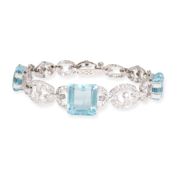 Vintage Aquamarine Diamond Bracelet in Platinum 500 CTW Vintage Aquamarine Diamond Bracelet in Platinum 500 CTW