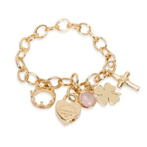 Tiffany Co Charm Bracelet in 18K Yellow Gold Tiffany Co Elsa Peretti Wave Diamond Ring in 18K Yellow Gold 006 CTW