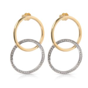 Diamond Interlocking Circle Earrings in 18KT Two Toned Gold 090 CTW Louis Vuitton Mini Bum Bag Shoulder Bag Brown
