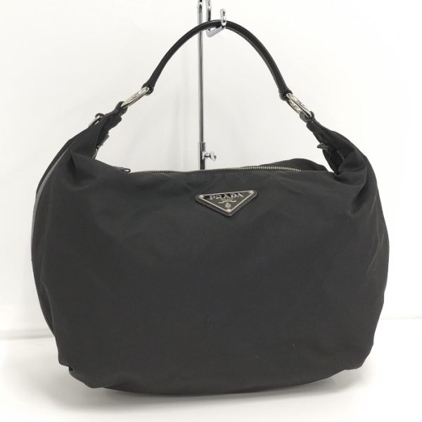 1 Prada Shoulder Handbag Triangular Plate Nylon Black