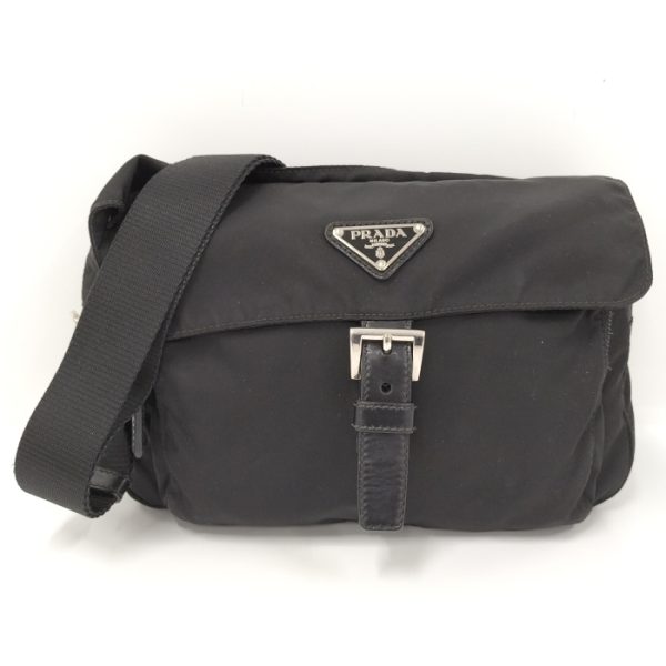 1 Prada Shoulder Bag Logo Nylon Black