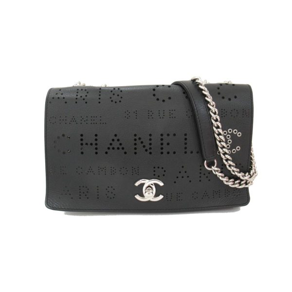 1 Chanel Chain Shoulder Bag Leather Black