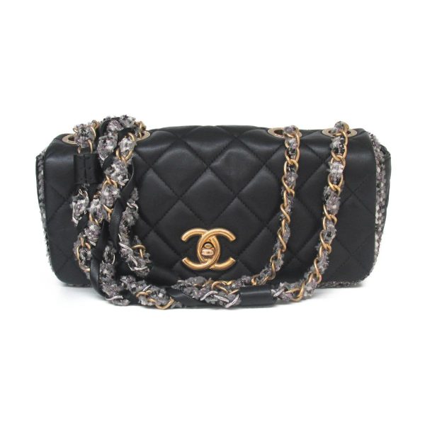 1 Chanel Chain Shoulder Bag Lambskin Black