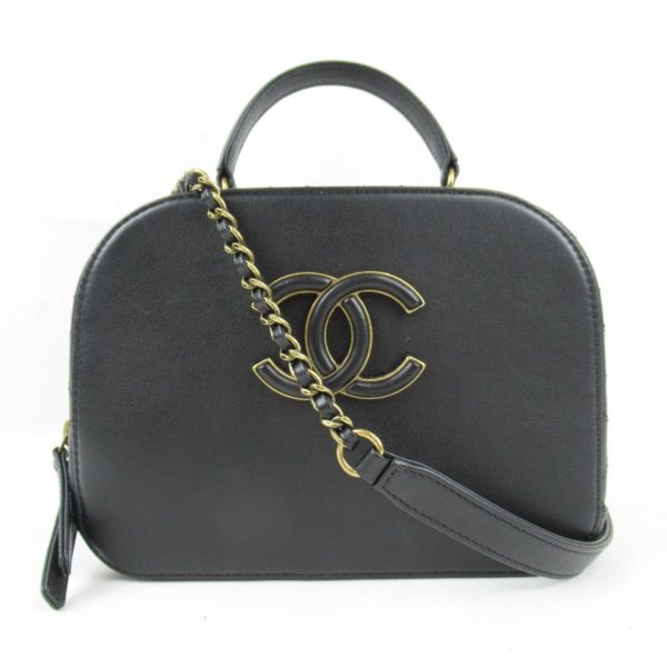 1 Chanel Vanity Chain Shoulder Bag Cowhide Calf Black