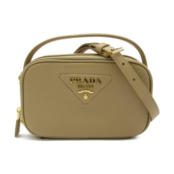 1 Prada Shoulder Bag Leather Beige