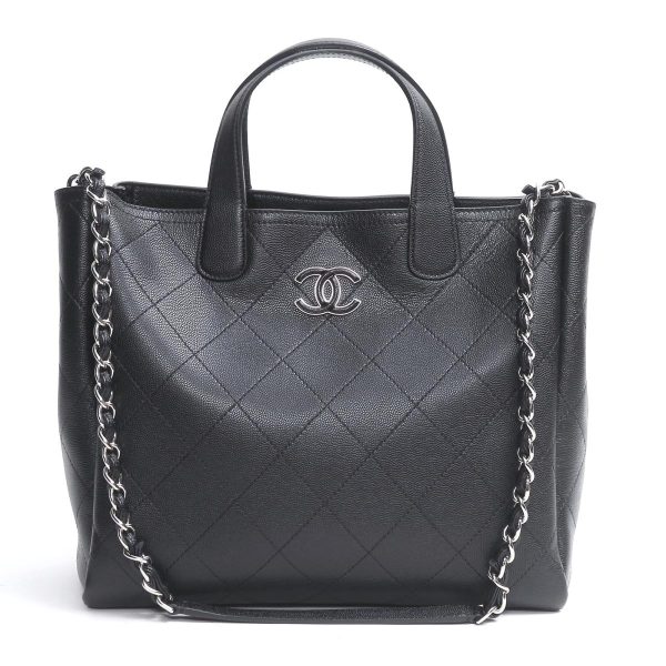 1 Chanel Caviar Skin 2way Shoulder Bag Black