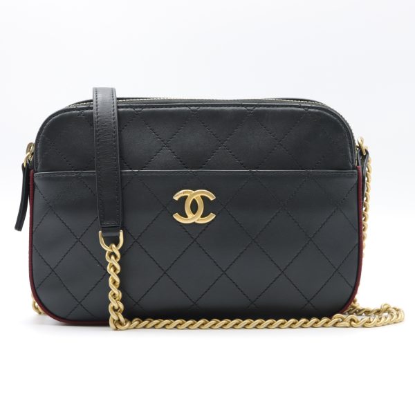 1 Chanel Chain Shoulder Bag Leather Black