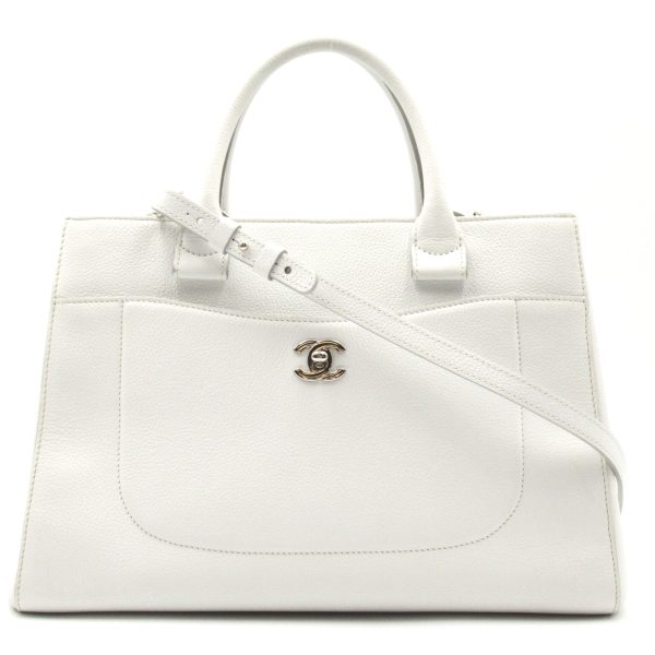 1 Chanel 2way Shoulder Bag Caviar Skin White