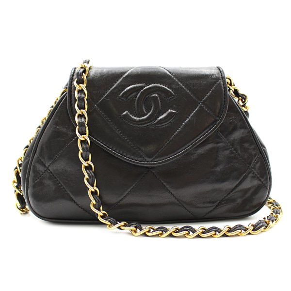 1 Chanel Chain Shoulder Bag Leather Black