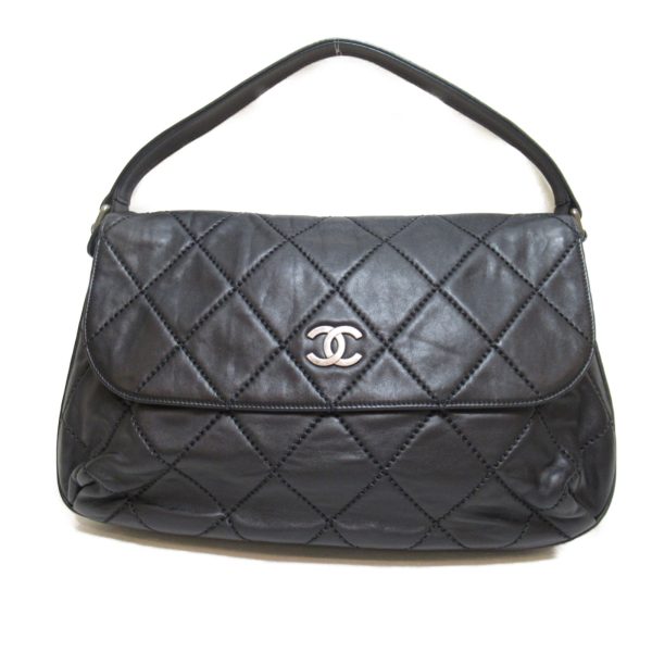 1 Chanel Monogram Shoulder Bag Calf Black