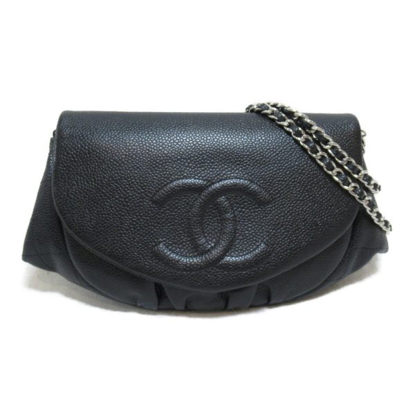 1 Chanel Cocomark Half Moon Chain Wallet Shoulder Bag Caviar Skin Black