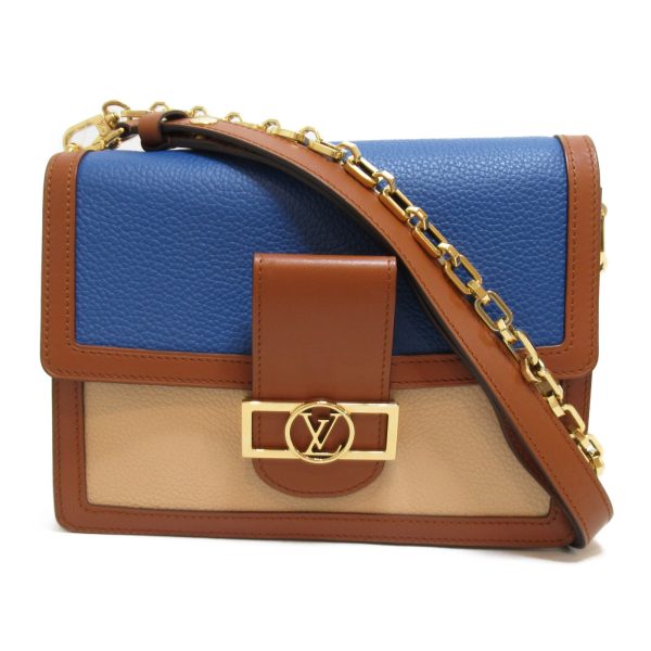 1 Louis Vuitton Dauphine MM Shoulder Bag Leather Taurillon Blue Beige