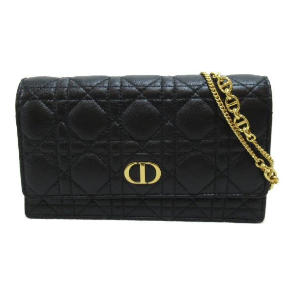 1 Dior Chain Wallet Shoulder Bag Calf Black