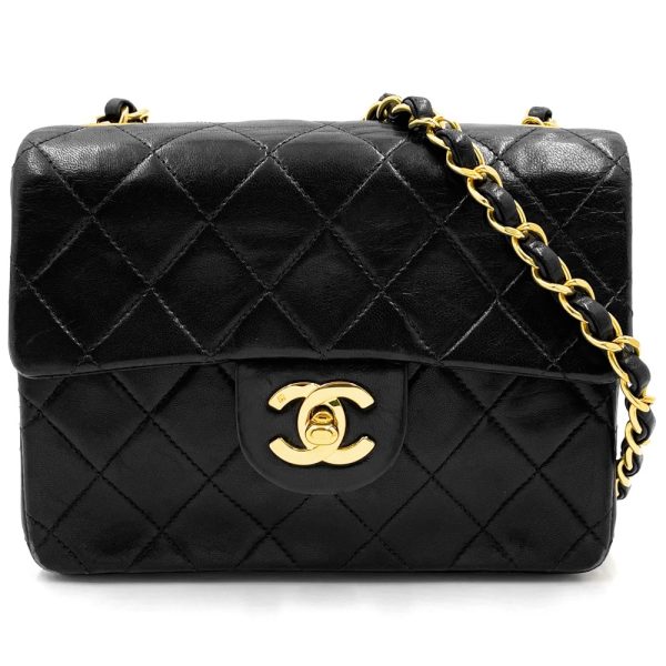 1 Chanel Shoulder Bag Mini Matelasse Chain Coco Mark Coco Bag Lambskin Black