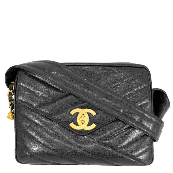 1 Chanel Coco Mark Turnlock Crossbody Bag Caviar Skin Black