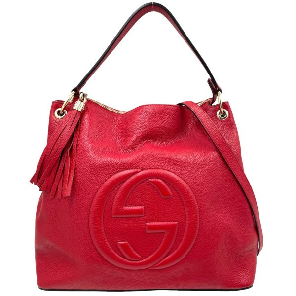 1 Gucci Soho Interlocking G Handbag Shoulder Bag Tassel Bag Red