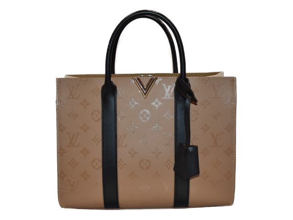 1 Louis Vuitton MM Beige Leather Handbag Tote Bag Shoulder Bag 2WAY Bag