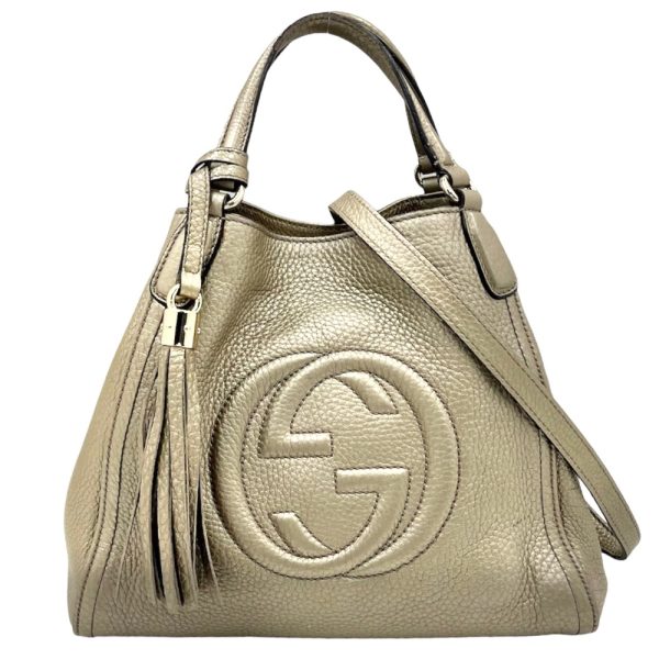 1 Gucci 2WAY Soho Interlocking G Shoulder Bag Tassel Bag Gold