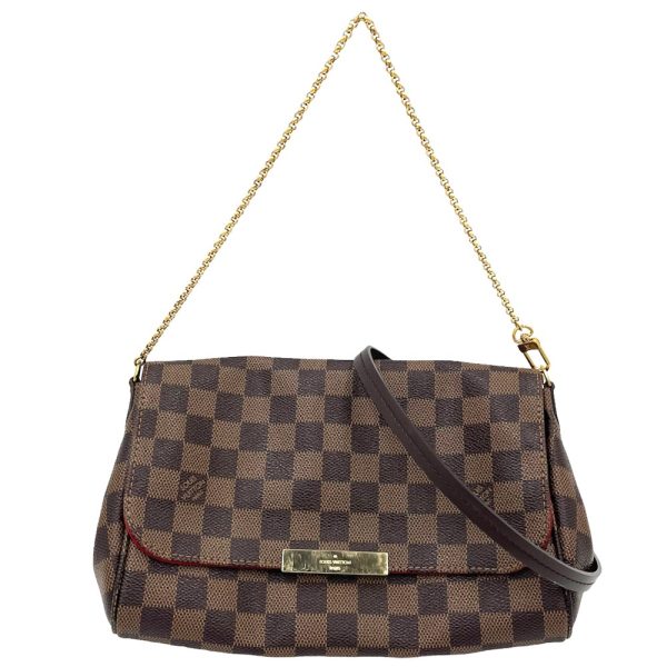 1 Louis Vuitton Damier Ebene Favorite PM Chain Shoulder Bag Brown