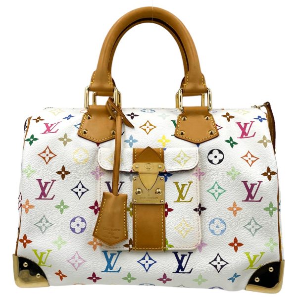 1 Louis Vuitton Handbag Monogram Multicolor Speedy 30 Boston Bag White