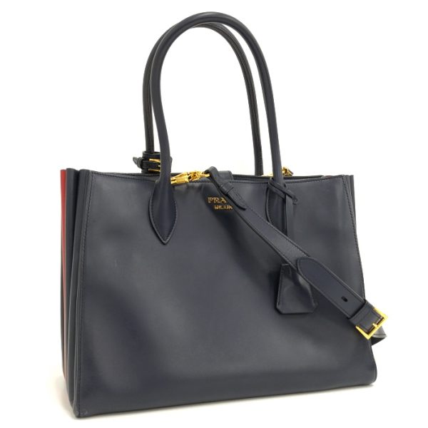 1 Prada Bibliotheque 2way Shoulder Bag Leather Navy