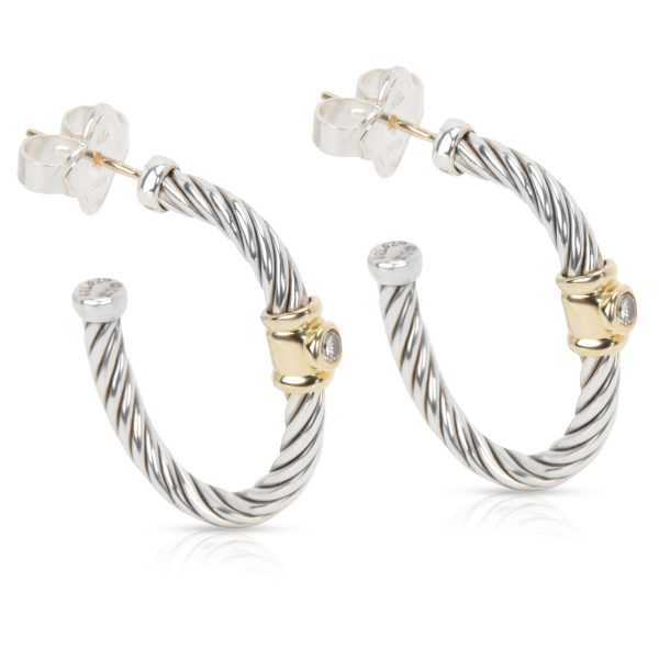 100036 sv 2749f6c1 d875 4254 8e2f c2ee3967e928 David Yurman Cable Diamond Hoop Earring in 18K GoldSterling Silver 010 CTW