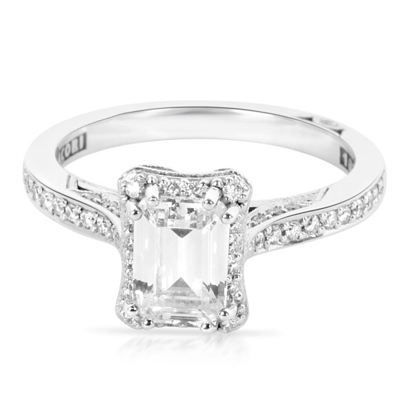 Tacori Tacori Diamond Emerald Cut Engagement Ring Setting in 18K White Gold 025 CTW