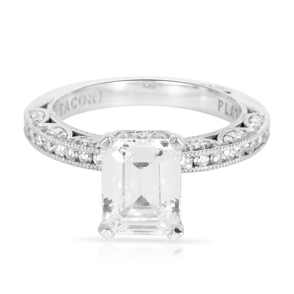 Tacori Tacori Diamond Emerald Cut Engagement Ring Setting in Platinum 041 CTW