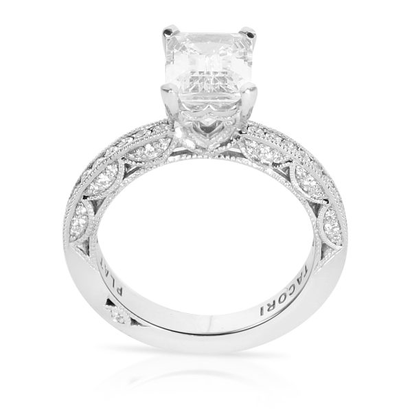 Rings Tacori Diamond Emerald Cut Engagement Ring Setting in Platinum 041 CTW