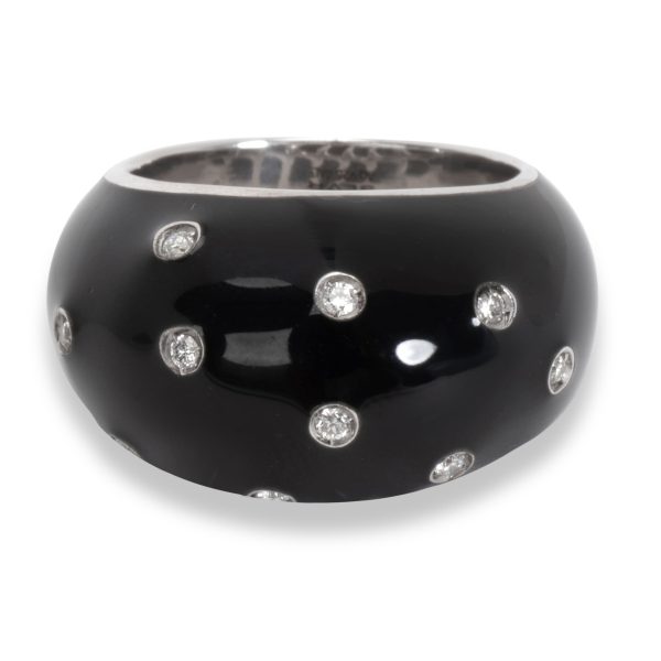 SOHO SOHO Black Enamel Diamond Ring in Stainless Steel 012 CTW