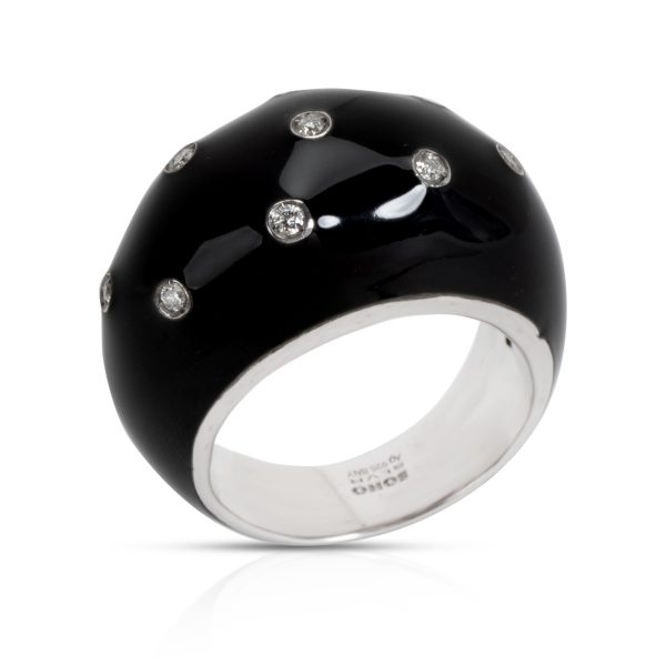 Rings SOHO Black Enamel Diamond Ring in Stainless Steel 012 CTW