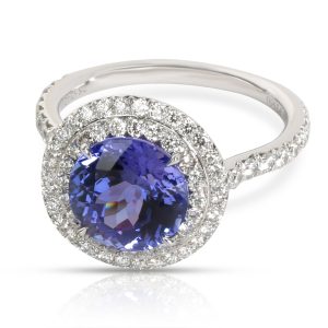 Tiffany Co Soleste Tanzanite Diamond Halo Ring in Platinum 048 CTW Prada Saffiano Leather Bag Hand Shoulder Saffiano Leather Nylon Purple Gold