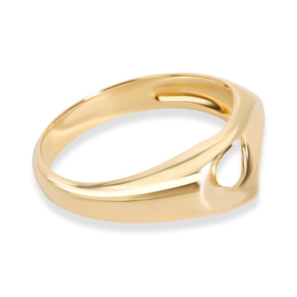 100632 sv Tiffany Co Open Heart Signet Ring in 18K Yellow Gold