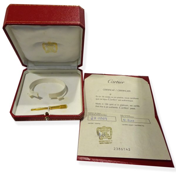 100666 box Cartier LOVE Bracelet in 18K Yellow Gold Size 19