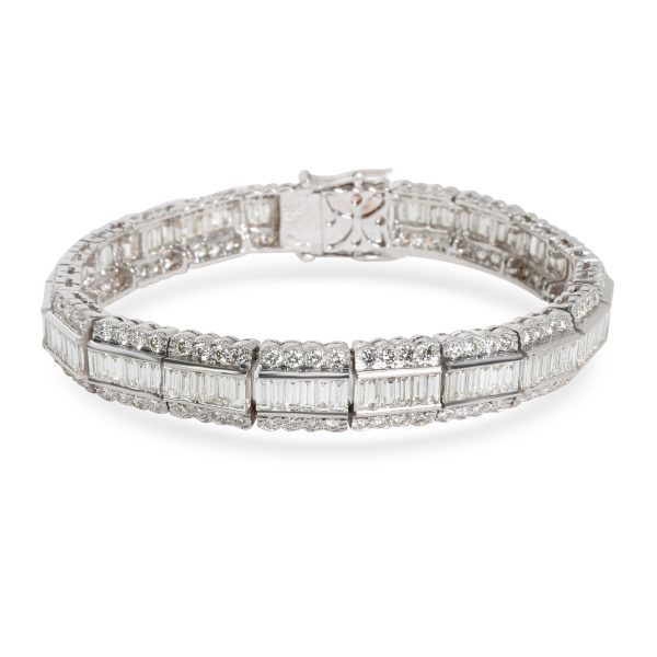 Baguette Round Diamond Lace Edged Bracelet 18K White Gold 792 ctw Baguette Round Diamond Lace Edged Bracelet 18K White Gold 792 ctw