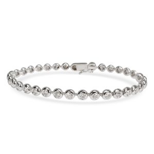 Doughnut Bezel Diamond Tennis Bracelet in 14K White Gold 4 CTW Cart