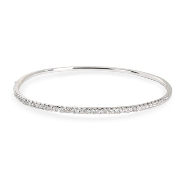 Nicole Rose Halfway Diamond Oval Bangle in 18K White Gold 075 CTW Nicole Rose Halfway Diamond Oval Bangle in 18K White Gold 075 CTW