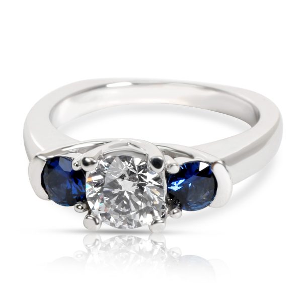 Gemma by WP Diamonds Three Stone Diamond Sapphire Ring in 14K White Gold G H SI2 08 CTW